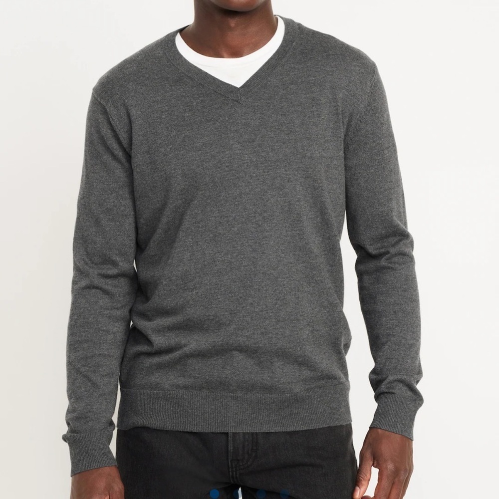 NWT Old Navy Cotton Blend V Neck Sweater Men’s Heather Gray Size XXL Office